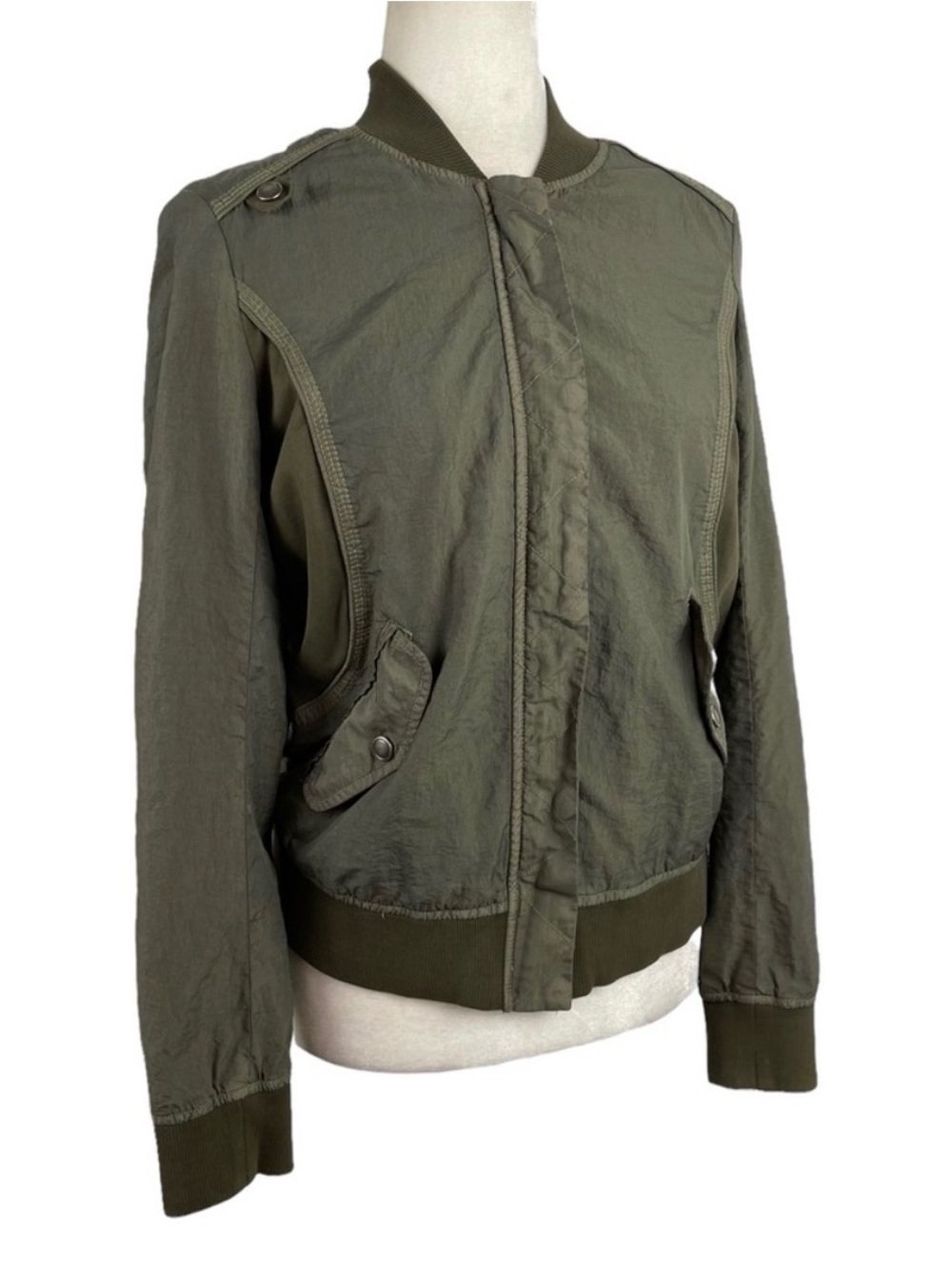 Anthropologie Marrakech Vista Bomber Jacket, Olive Green, Size Small - Picture 3 of 8